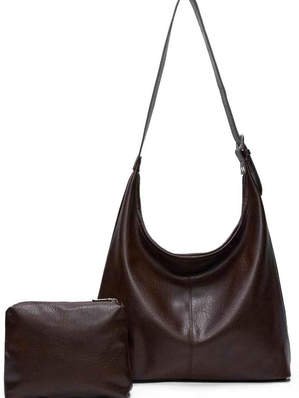 Stylish Vegan Leather Slouchy Hobo Bag for Women with Matching Pouch, Tote Bag